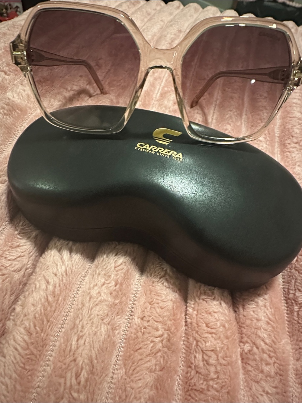 Carrera Black Sunglasses Case with Gold Emblem